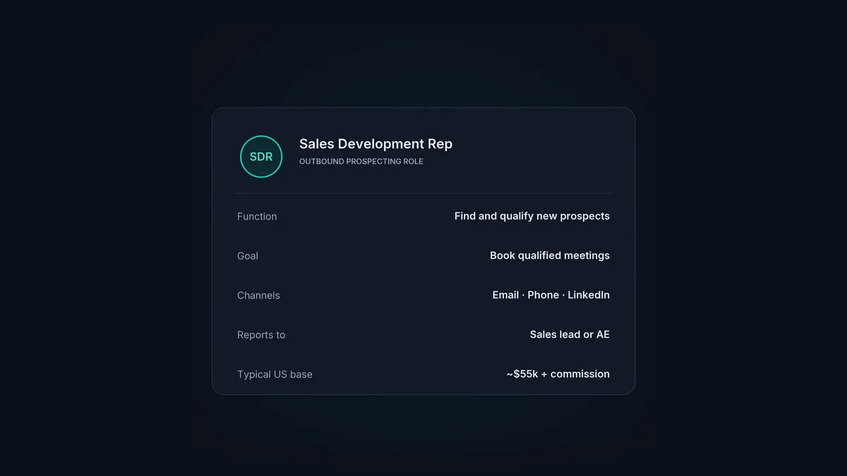 A profile card for the sales development representative role.