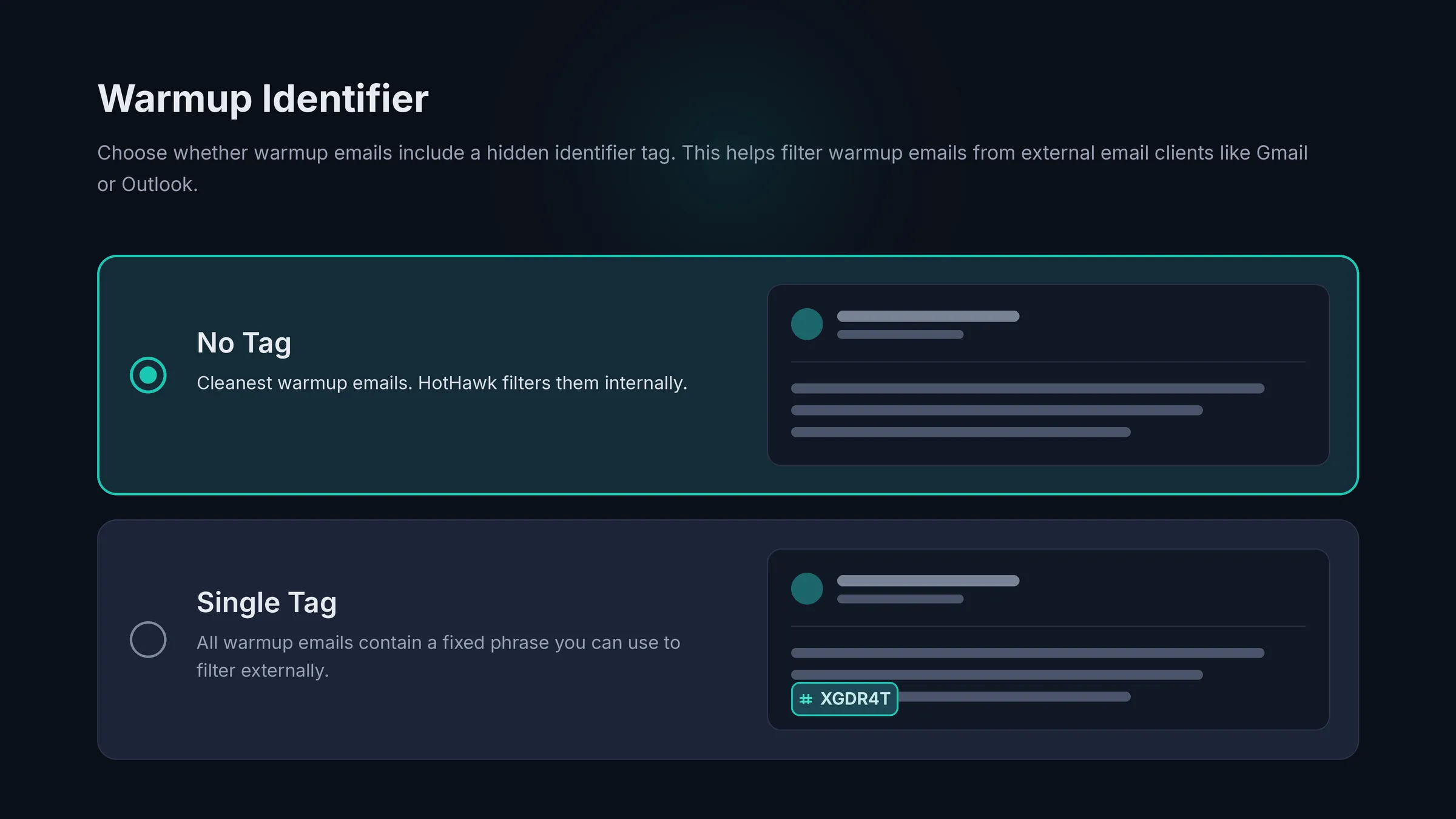 Optional warmup identifier